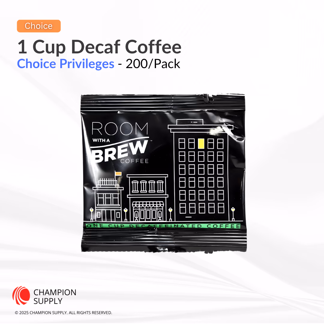 Choice Privileges® Room With A Brew Decaf Coffee, Room with a Brew, 1 Cup, Case of 200